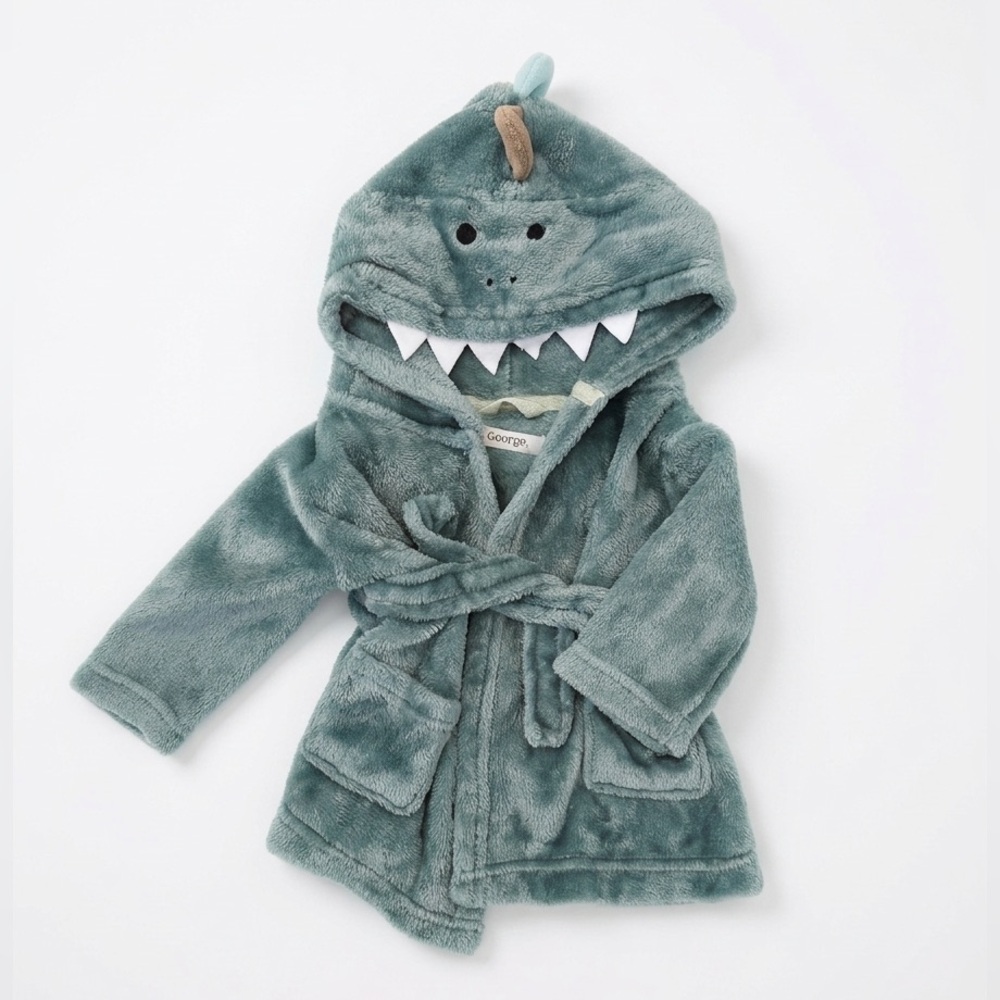 George Baby Dinosaur Hooded Bath Robe 3-6m
